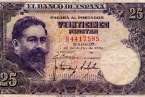 Billete de 25 pesetas con la imagen de Isaac Albéniz, fechado el 22 de Julio de 1954. (Foto Multimedia).