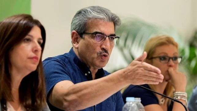 Román Rodríguez y Carmen Hernández, una rueda de prensa de NC (Foto TA)