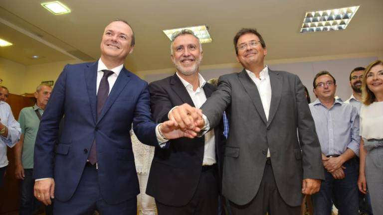 Augusto Hidalgo, Ángel Víctor Torres y Luis Ibarra (Foto Canarias7)