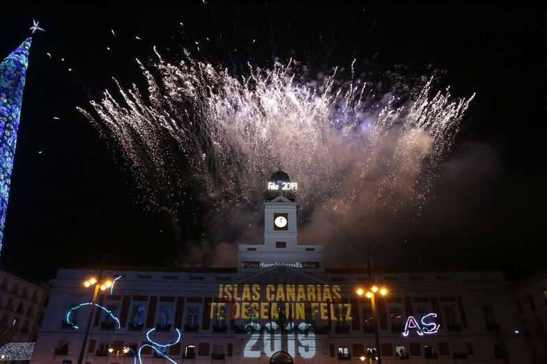 Momento del fin de año canario en Madrid (Foto TA)