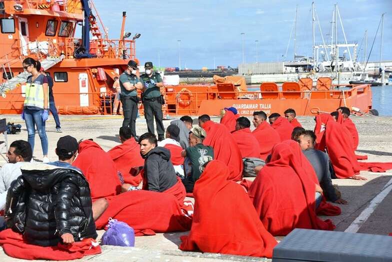 Inmigrantes en un puerto de Lanzarote (Foto Lancelot Digital)