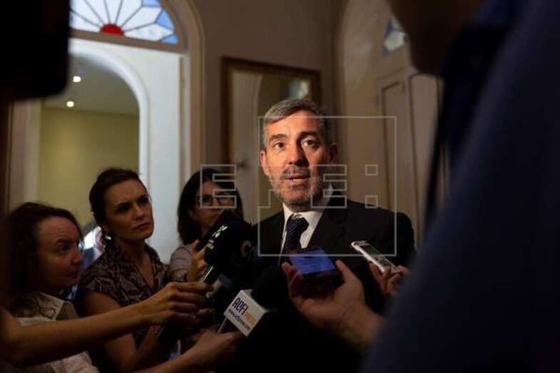 Fernando Clavijo, este martes en el Parlamento de Canarias (Foto Efe / Miguel Barrero)