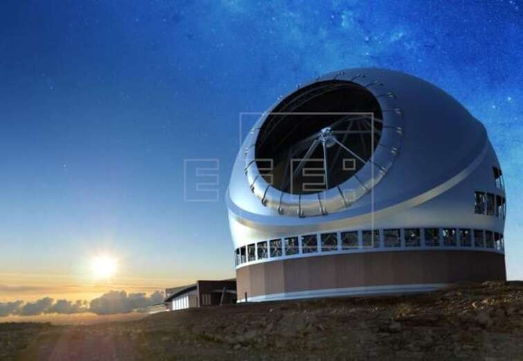 Recreación de cómo será el TMT que se quiere levantar en el Observatorio del Roque de Los Muchachos, en La Palma (Foto Efe)