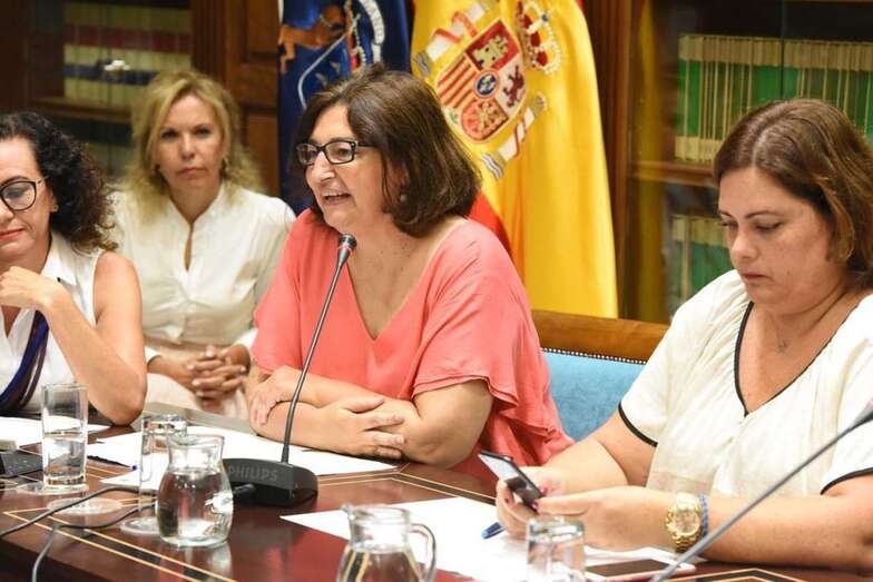 La consejera de Educación, María José Guerra, en el centro de la imagen (Foto TA)