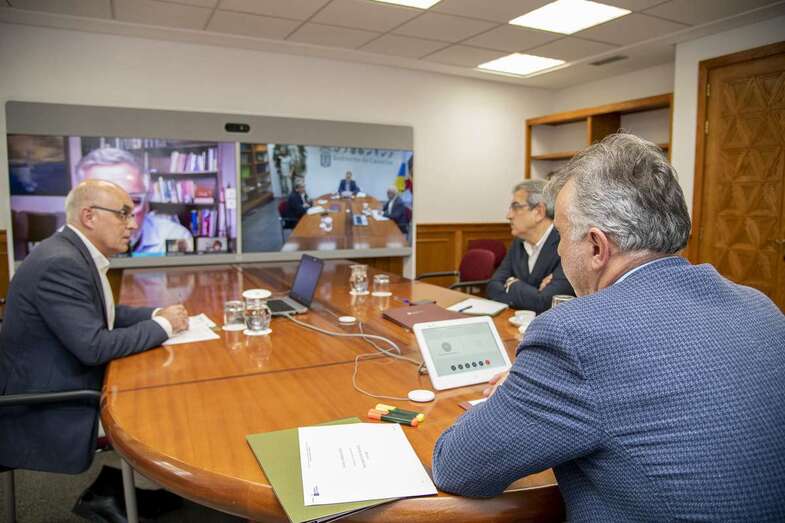 Reunión telemática del comité de expertos con el presidente del Gobierno de Canarias (Foto TA)