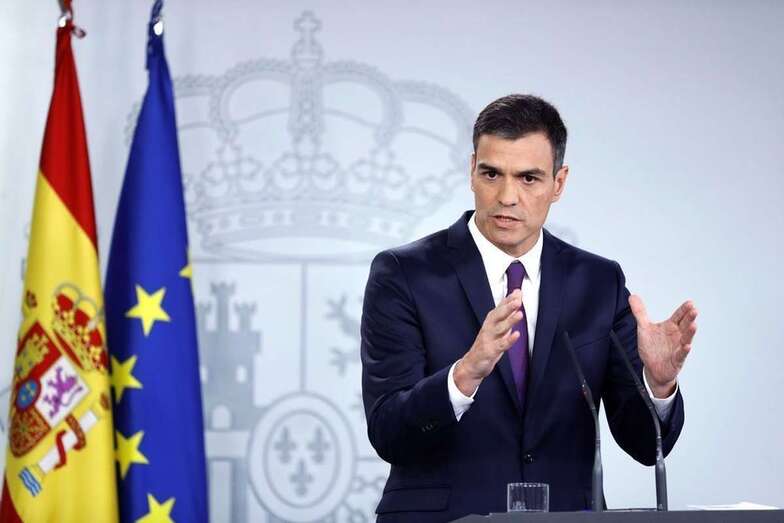 Pedro Sánchez durante su comparecencia de esta tarde (Foto TA)