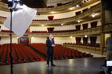 El presidente de Canarias durante el discurso (Foto Acfi Press)