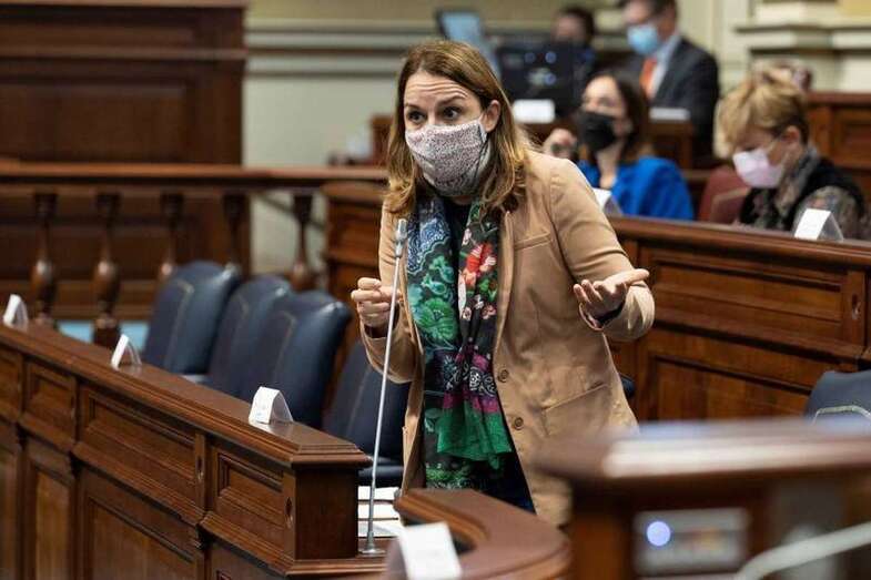 Noemí Santana, en una imagen de archivo en el Parlamento de Canarias (Foto Canarias7)