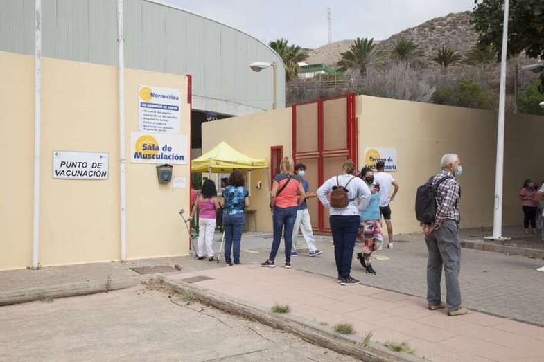 Punto de vacunación  contra la Covid-19 en el terrero de Pedro Hidalgo/TA.