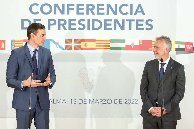 Pedro Sánchez y Ángel Víctor Torres dan cuenta de los acuerdos de la reunión/Acfi Press.