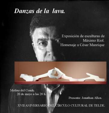 Cartel de la exposición de esculturas e Máximo Riol (Foto TA)