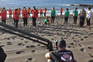 Momento de la grabación en Melenara (Foto TA)