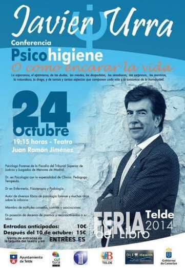 Cartel de la conferencia de Javier Urra en octubre (Foto TA)