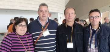 Alberto Pulido (2Âº por la izquierda), junto con representantes de las bandas de Las Palmas de GC y Sta. Cruz de Tenerife, en el Congreso (Foto TA)