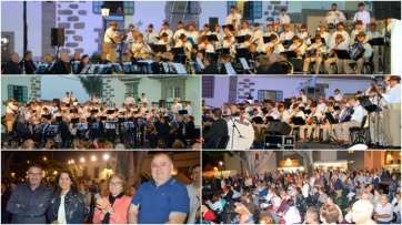 Diferentes momentos del concierto de anoche en la plaza de San Juan (Foto Antonio Alí)