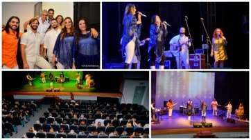 Diferentes momentos del espectáculo de este sábado por la noche (Foto TA)