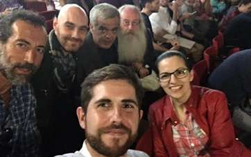 Tonono con parte del equipo de la película, anoche en Gáldar (Foto TA)