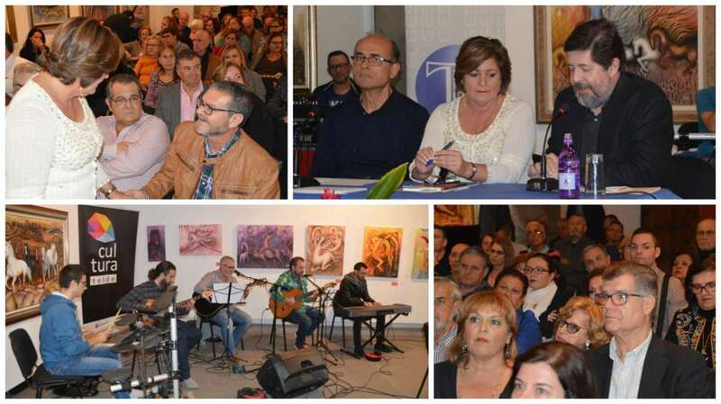 Diferentes momentos del acto cultural de esta noche en la ermita de San Pedro Mártir (Foto TA)