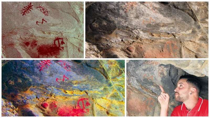 Motivos pintados en la cueva de Telde (Fotos AD3)