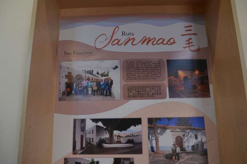 Imagen de uno de los paneles que informa en la Casa Condal de San Juan sobre el paso por Telde de Sanmao (Foto TA)