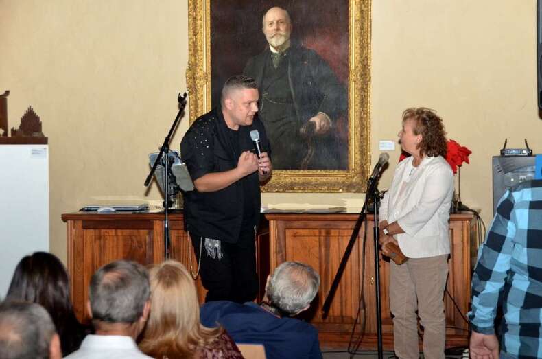 Gustavo Carreño y Pino Monzón, anoche en la Casa-Museo León y Castillo (Foto Francisco Javier Santana)