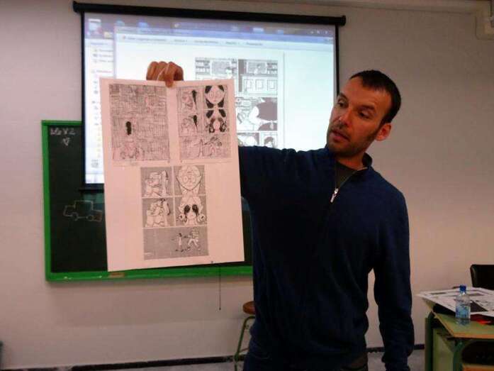 Rayco Pulido durante la charla (Foto Mónica Pérez)