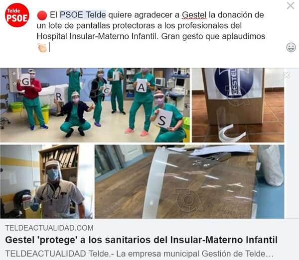 El PSOE valora la iniciativa de Gestel en sus redes sociales (Foto TA)