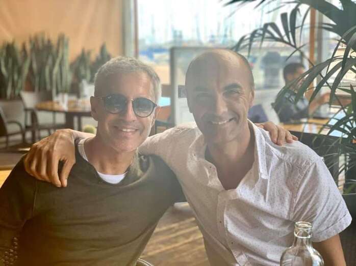 El productor teldense Juanfra Suárez con el cantante Sergio Dalma (Foto TA)