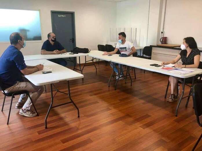 Reunión de Juan Martel con su equipo, esta mañana/TA.