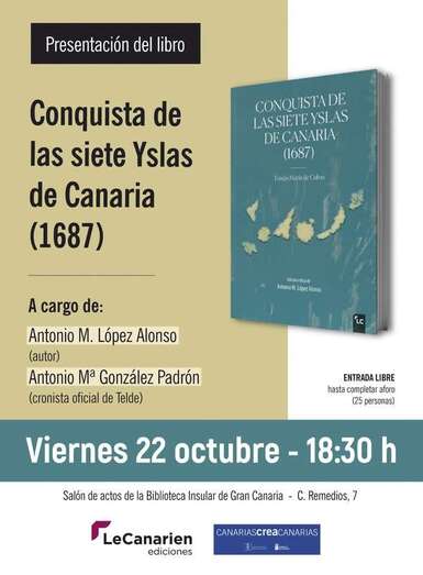 El acto arrancará a las 18.30 horas en la Biblioteca Insular / TA