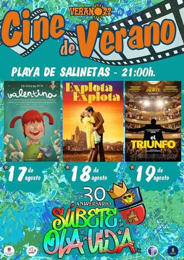 Cartelera de la iniciativa Cine de Verano en Salinetas/TA.