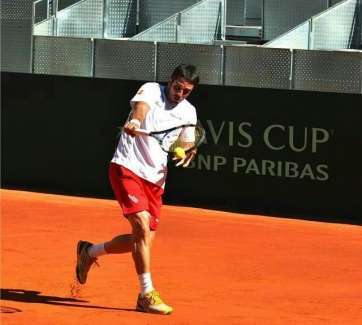 David Marrero, en uno de los entrenamientos de la Copa Davis (Foto TA)