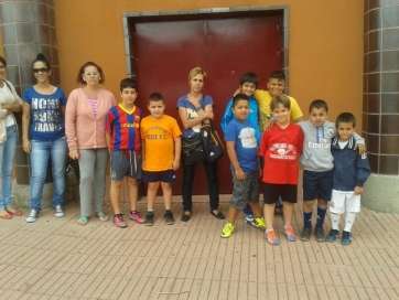 Niños que este lunes no pudieron entrenar en El Calero (Foto TA)