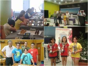 Collage con la participación de la joven promesa del ajedrez teldense en Salobreña (Foto Club Telde Los Llanos)