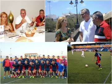 Collage con fotos de la presentación de la campaña y del primer partido de pretemporada de la UD Telde (Foto TA)