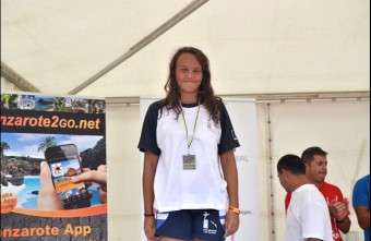 Verónica Navarro, en el podio de ganadores, en una imagen de archivo (Foto TA)