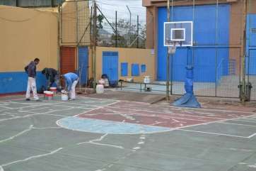 Imagen de las obras de rehabilitación en las canchas de El Hornillo (Foto TA)