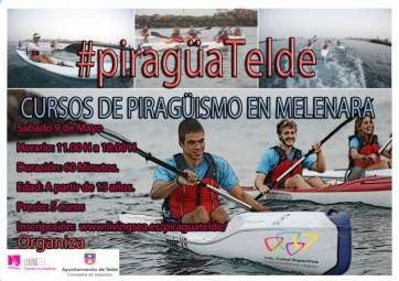 Cartel de los cursos de piragüismo que se celebrarán el próximo sábado en la Playa de Melenara (Foto TA)