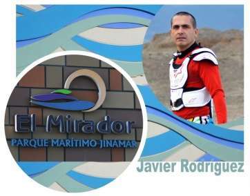 Imagen del patrocinio entre el piloto teldense Javier Rodríguez y el CC El Mirador (Foto TA)