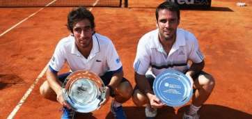 Pablo Cuevas y David Marrero, tras su triunfo en el doble de Roma (Foto Getty Image)