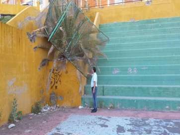 Vallado retirado por Deportes en la cancha de Melenara (Foto TA)