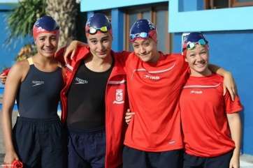 Las nadadoras Irene, Paula, Ainhoa y Desiree, del CN Faynagua (Foto cedida TA)