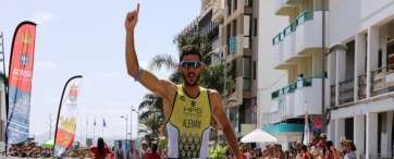 Alemán, en el momento de entrar en la meta (Foto TA)