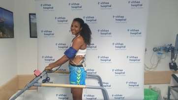 Yacaira Tejeda, esta mañana en el Vithas Hospital Santa Catalina (Foto CB Remudas)