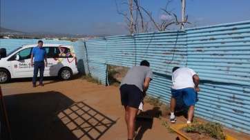 Trabajos de acondicionamiento de la cancha (Foto TA)