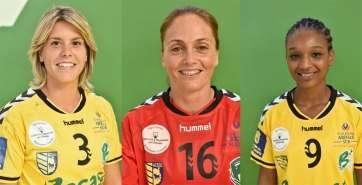 Luján, Navarro y Diallo, jugadoras del Rocasa Gran Canaria ACE (Foto TA)