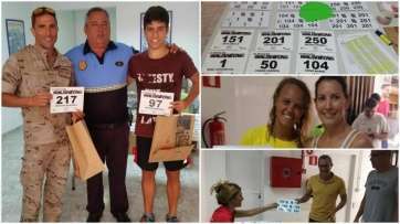 Mosaico de fotos de la entrega de dorsales