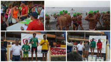 Mosaico de fotos de la prueba celebrada esta mañana en aguas de Melenara y Salinetas (Foto TA)