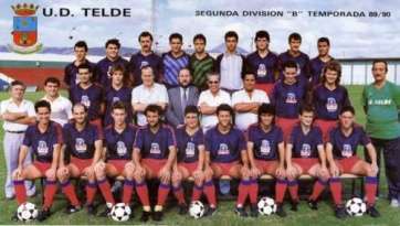 Equipo de la UD Telde en la temporada 89/90 cuando llegó a jugar en Segunda División B (Foto UD Telde)