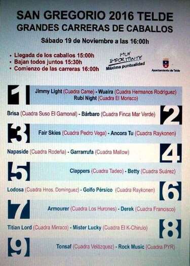 Cartel con las carreras (Foto TA)